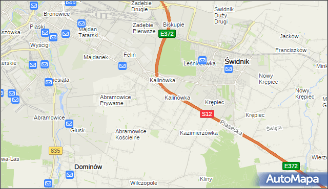 mapa Kalinówka gmina Głusk, Kalinówka gmina Głusk na mapie Targeo