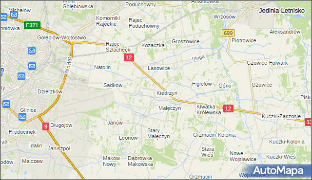 mapa Kiedrzyn gmina Gózd, Kiedrzyn gmina Gózd na mapie Targeo