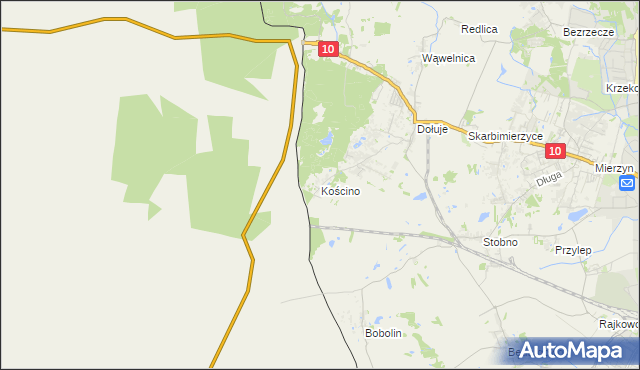 mapa Kościno, Kościno na mapie Targeo