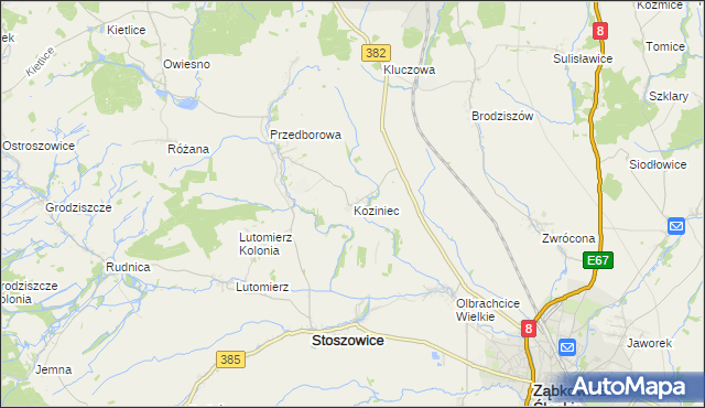 mapa Koziniec gmina Ząbkowice Śląskie, Koziniec gmina Ząbkowice Śląskie na mapie Targeo