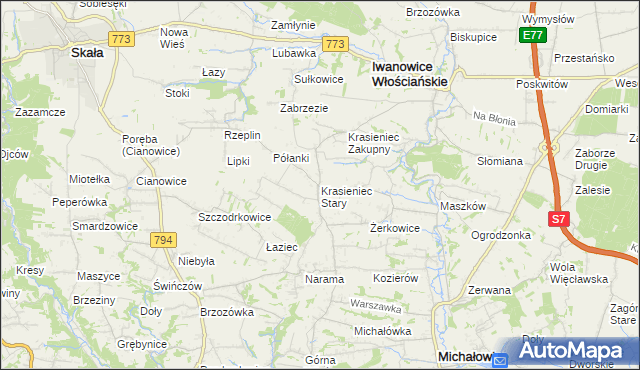 mapa Krasieniec Stary, Krasieniec Stary na mapie Targeo