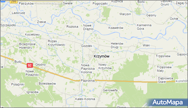 mapa Krzymów powiat koniński, Krzymów powiat koniński na mapie Targeo