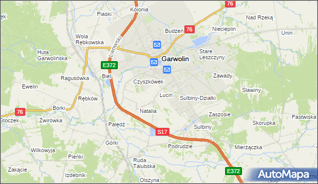 mapa Lucin gmina Garwolin, Lucin gmina Garwolin na mapie Targeo