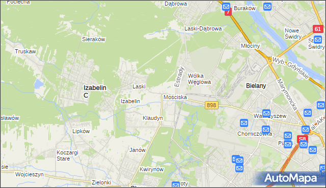 mapa Mościska gmina Izabelin, Mościska gmina Izabelin na mapie Targeo