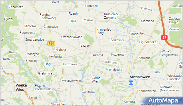mapa Narama, Narama na mapie Targeo