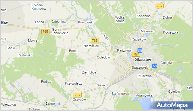mapa Oględów, Oględów na mapie Targeo