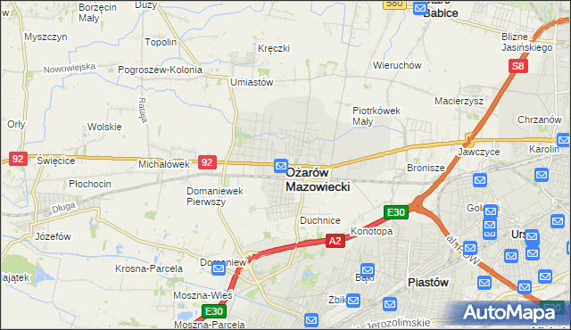 mapa Ożarów Mazowiecki, Ożarów Mazowiecki na mapie Targeo
