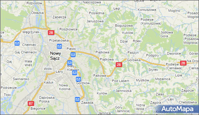 mapa Piątkowa gmina Chełmiec, Piątkowa gmina Chełmiec na mapie Targeo