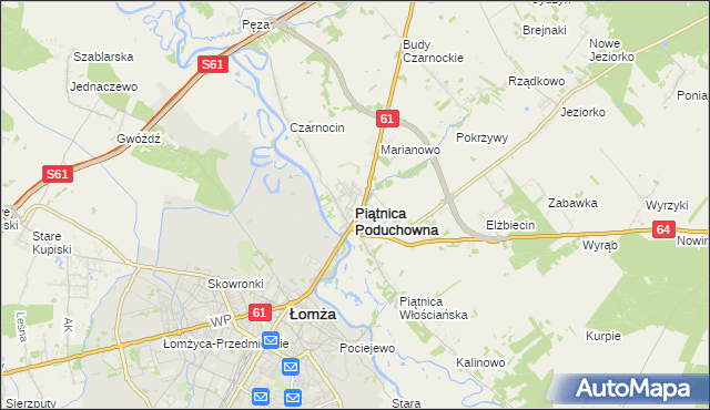 mapa Piątnica Poduchowna, Piątnica Poduchowna na mapie Targeo