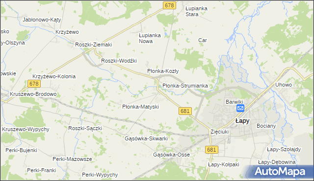 mapa Płonka Kościelna, Płonka Kościelna na mapie Targeo