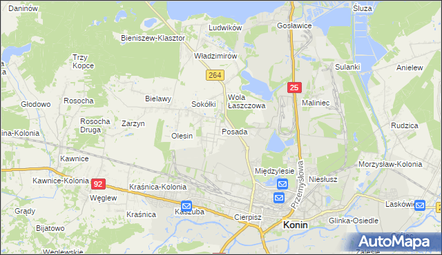 mapa Posada gmina Kazimierz Biskupi, Posada gmina Kazimierz Biskupi na mapie Targeo