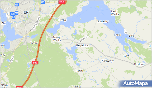 mapa Regielnica, Regielnica na mapie Targeo