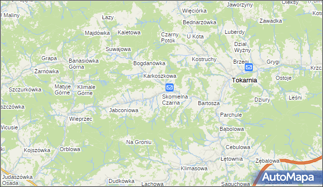 mapa Skomielna Czarna, Skomielna Czarna na mapie Targeo