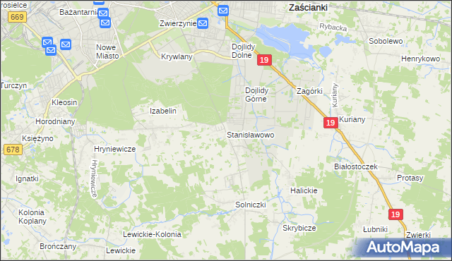 mapa Stanisławowo gmina Juchnowiec Kościelny, Stanisławowo gmina Juchnowiec Kościelny na mapie Targeo