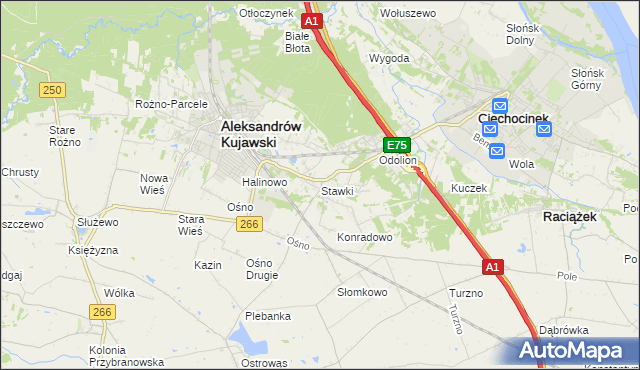 mapa Stawki gmina Aleksandrów Kujawski, Stawki gmina Aleksandrów Kujawski na mapie Targeo