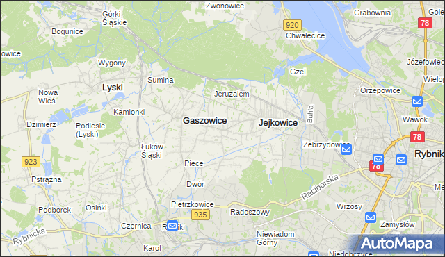 mapa Szczerbice, Szczerbice na mapie Targeo