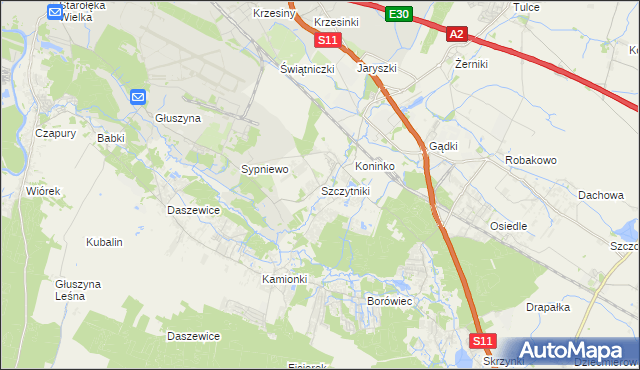 mapa Szczytniki gmina Kórnik, Szczytniki gmina Kórnik na mapie Targeo