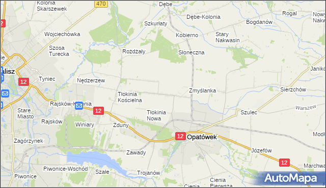 mapa Tłokinia Wielka, Tłokinia Wielka na mapie Targeo