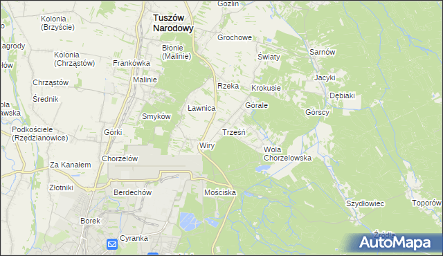 mapa Trześń gmina Mielec, Trześń gmina Mielec na mapie Targeo