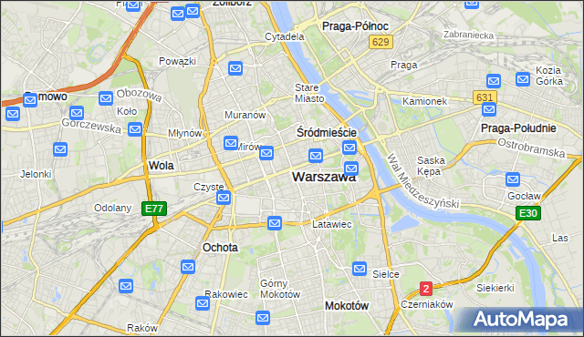 mapa Warszawy, Warszawa na mapie Targeo