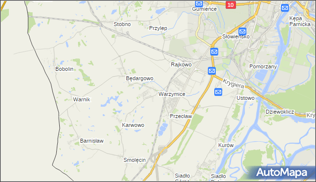 mapa Warzymice, Warzymice na mapie Targeo