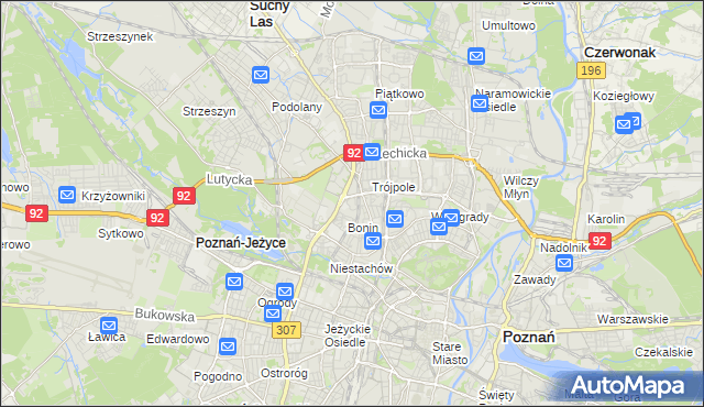 mapa Winiary gmina Poznań, Winiary gmina Poznań na mapie Targeo