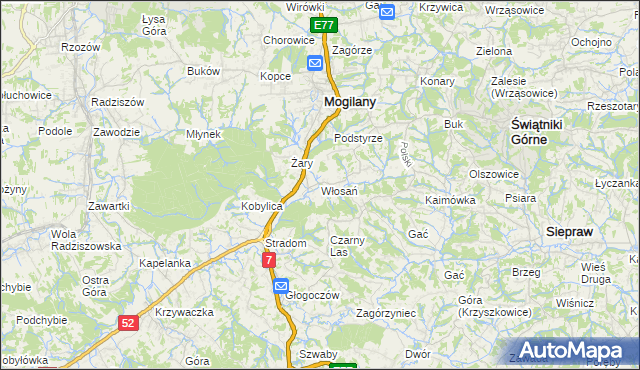 mapa Włosań, Włosań na mapie Targeo