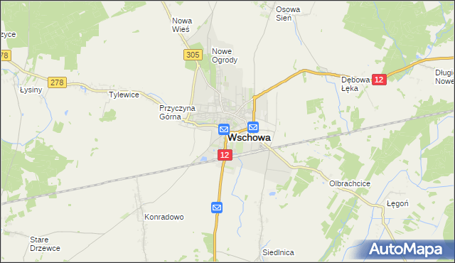 mapa Wschowa, Wschowa na mapie Targeo