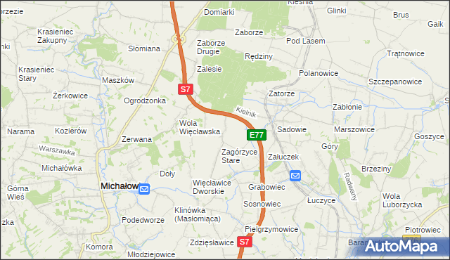 mapa Zagórzyce Dworskie, Zagórzyce Dworskie na mapie Targeo