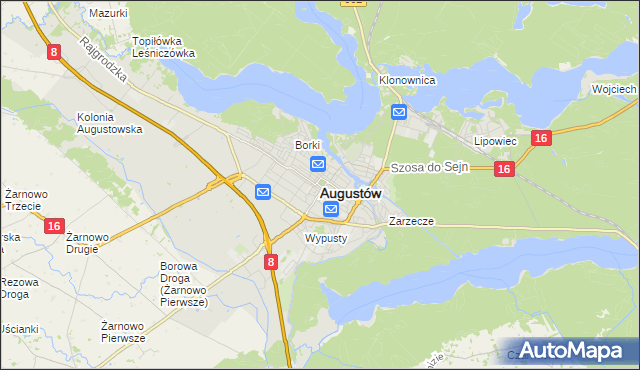 mapa Augustów, Augustów na mapie Targeo