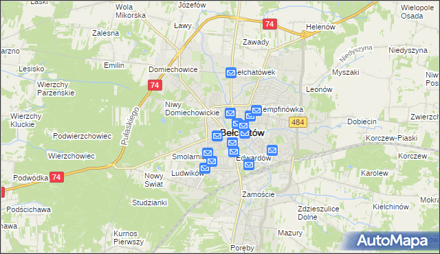 mapa Bełchatów, Bełchatów na mapie Targeo
