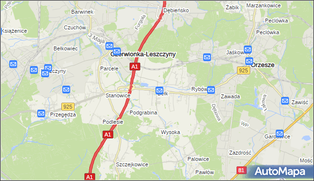 mapa Bełk gmina Czerwionka-Leszczyny, Bełk gmina Czerwionka-Leszczyny na mapie Targeo