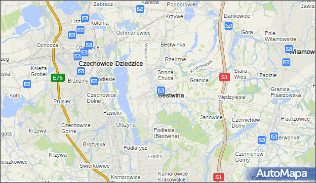 mapa Bestwina, Bestwina na mapie Targeo