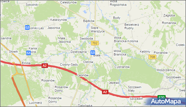 mapa Biała gmina Zgierz, Biała gmina Zgierz na mapie Targeo