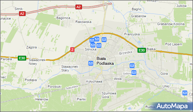 mapa Białej Podlaskiej, Biała Podlaska na mapie Targeo