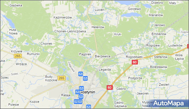 mapa Bierzewice, Bierzewice na mapie Targeo