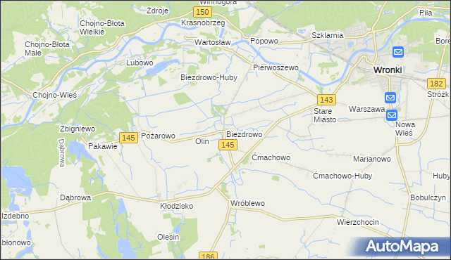 mapa Biezdrowo, Biezdrowo na mapie Targeo