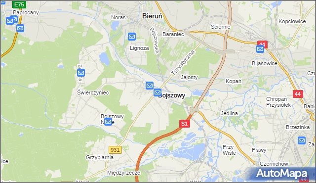 mapa Bojszowy, Bojszowy na mapie Targeo