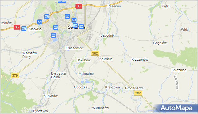 mapa Boleścin gmina Świdnica, Boleścin gmina Świdnica na mapie Targeo
