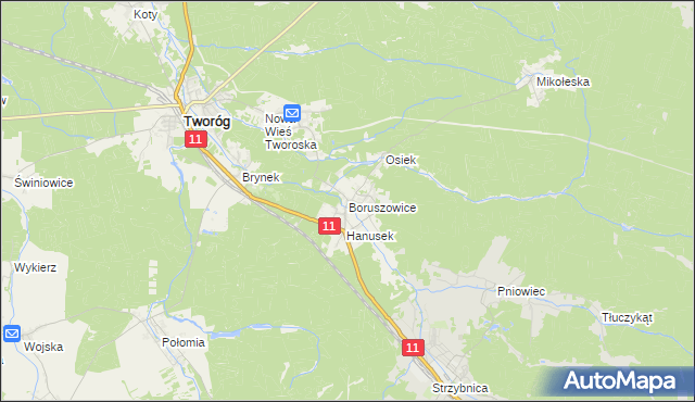 mapa Boruszowice, Boruszowice na mapie Targeo