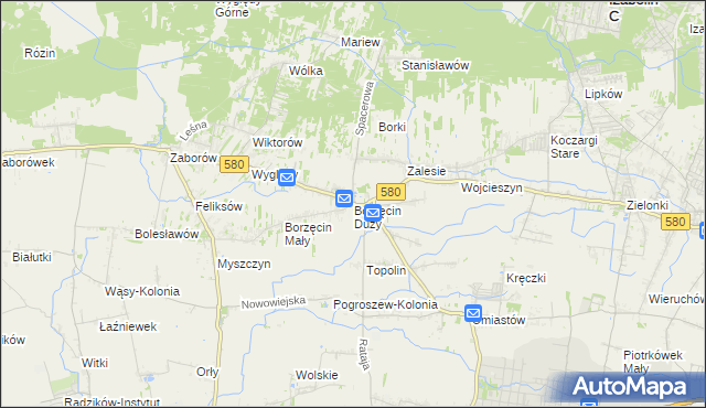 mapa Borzęcin Duży, Borzęcin Duży na mapie Targeo