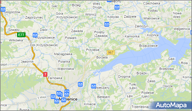 mapa Borzęta, Borzęta na mapie Targeo