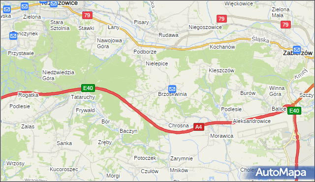 mapa Brzoskwinia, Brzoskwinia na mapie Targeo