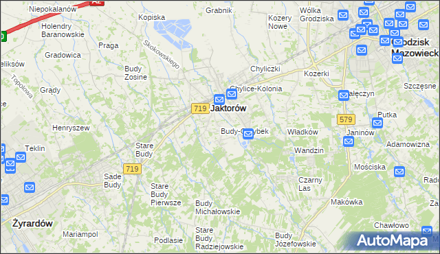 mapa Budy-Grzybek, Budy-Grzybek na mapie Targeo