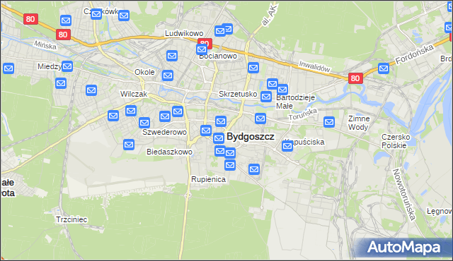 mapa Bydgoszczy, Bydgoszcz na mapie Targeo