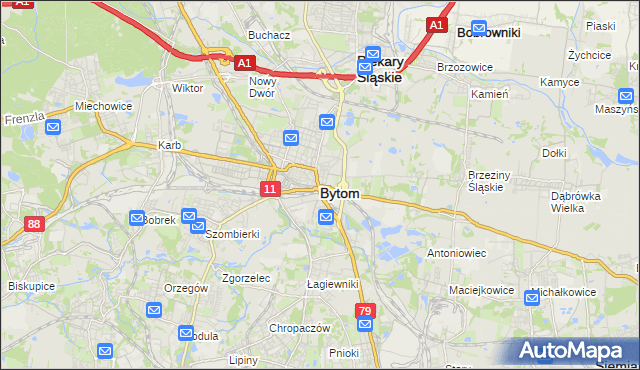 mapa Bytomia, Bytom na mapie Targeo