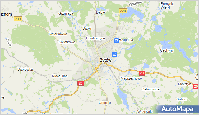 mapa Bytów, Bytów na mapie Targeo
