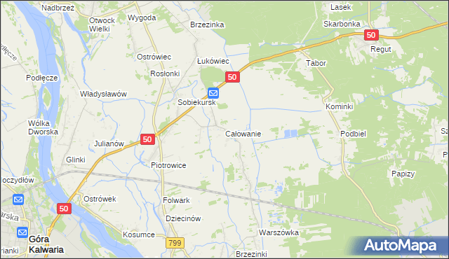 mapa Całowanie, Całowanie na mapie Targeo