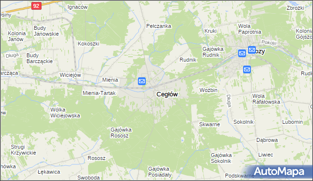 mapa Cegłów powiat miński, Cegłów powiat miński na mapie Targeo
