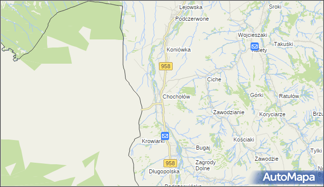 mapa Chochołów gmina Czarny Dunajec, Chochołów gmina Czarny Dunajec na mapie Targeo